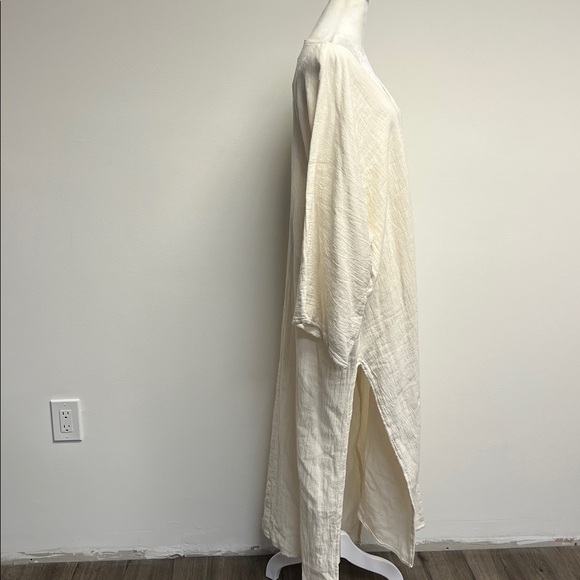 Free People x Jen’s Pirate Booty Folksong Kaftan Dress Cream Ruched V-Neck M/L - Picture 5 of 9